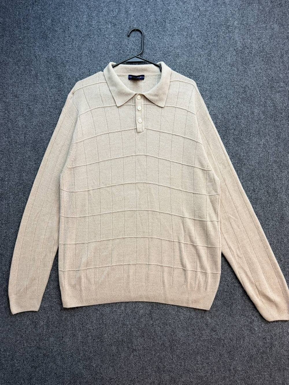 Ivy Crew Classics Men’s XL Beige Acrylic Knit Long Sleeve Polo Sweater